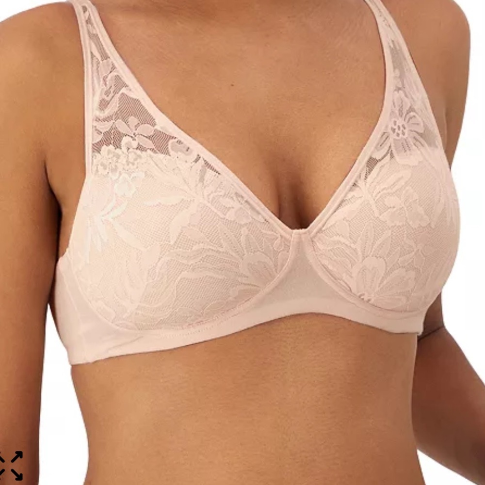 Bali Breathe Wireless Lace Soft Cup Bra DF7594 Sz XL NWT